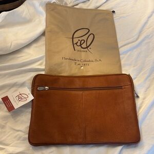 Piel Leather Tan Laptop Bag for Men